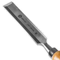 Стамеска плоская КОБАЛЬТ 18 х 140 мм, CR-V, деревянная рукоятка (1 шт.)  подвес (245-763)