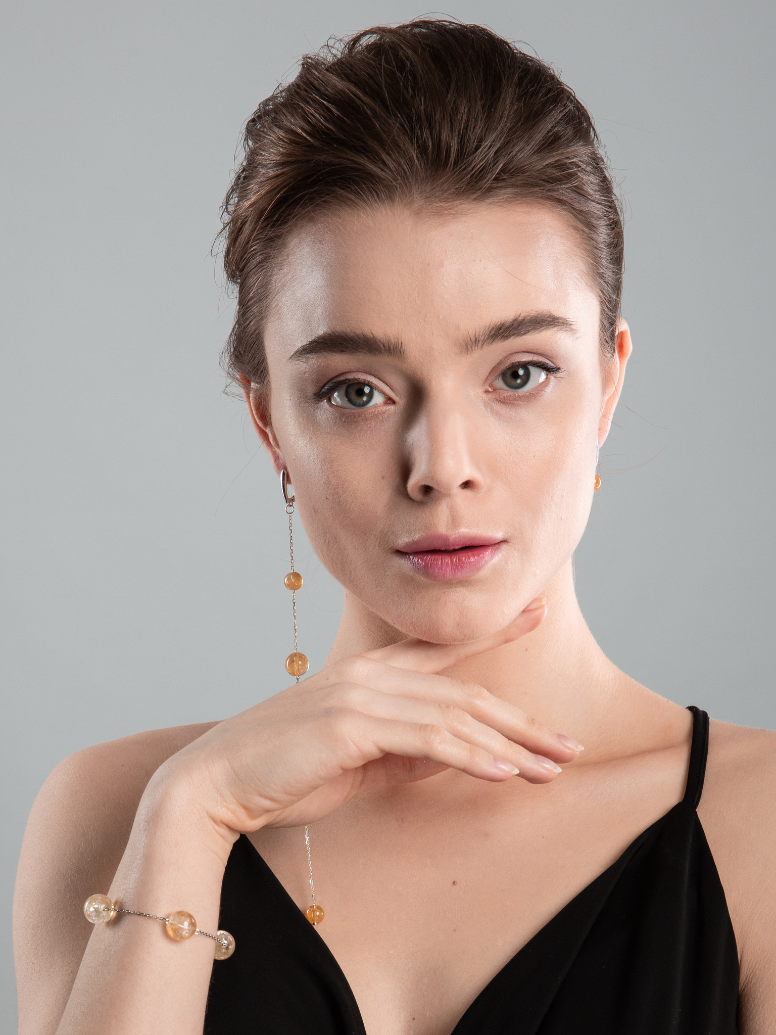 Серебряный браслет из цитрина