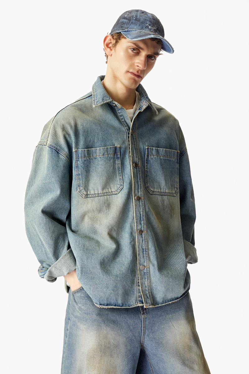 Голубая винтажная джинсовая рубашка Votus