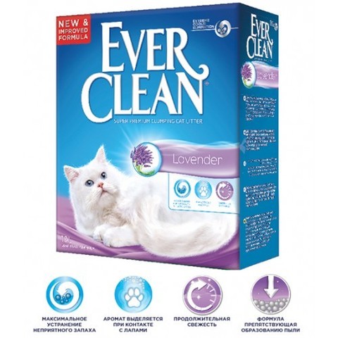 Наполнитель Ever Clean Lavender Наполнитель для туалета кошек с ароматом лаванды комкующийся (сиреневая полоска) 10 кг