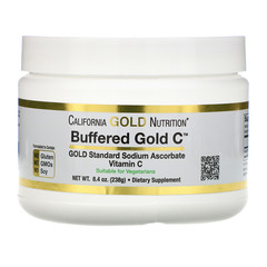 California Gold Nutrition, Buffered Gold C, некислый буферизованный витамин C в форме порошка, аскорбат натрия, 238 г (8,4 унции)