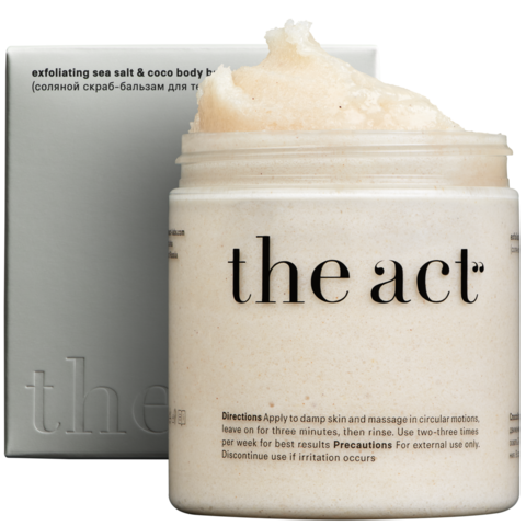 Скраб для тела соляной The Act Exfoliating Sea Salt & Coconut Body Balm (соляной скраб-бальзам для тела/ кокос) 300 г.