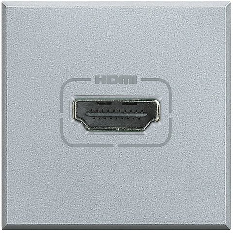 Разъем HDMI, винтовое подключение кабеля, 2 модуля. Цвет Алюминий. Bticino AXOLUTE. HC4284