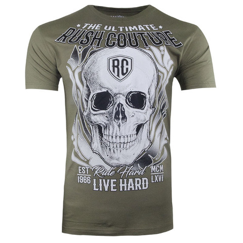 Rush Couture | Футболка мужская ULTIMATE SKULL CLASSIC Military Green RC142 перед