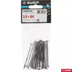 ЗУБР СГМ 64 х 3.9 мм, саморез гипсокартон-металл, фосфат., 25 шт (300016-39-064)