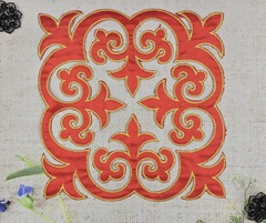 Термоаппликация орнамент, р. 27см х 27см, красный