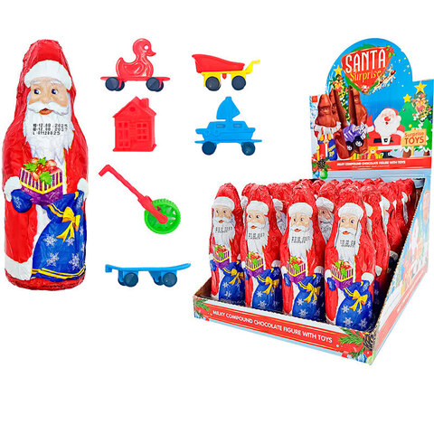 Изделие из кондитерской глазури с игрушкой-сюрпризом SANTA SURPRISE 1кор*4бл*24шт, 60гр