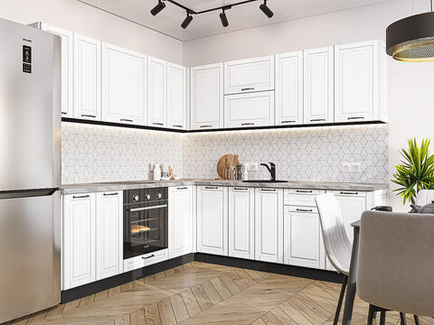 Угловая модульная кухня Дублин-02 Special White - Graphite 2140*2200/2400*600