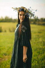 Ванда. Платье льняное миди с вышивкой в этностиле PL-421196