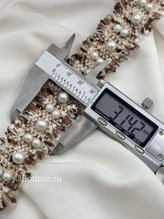 Тесьма жемчуг коричневая капучино твидовая 2 ряда
