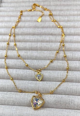 Колье двухрядное UNO de 50 с треугольными подвесками