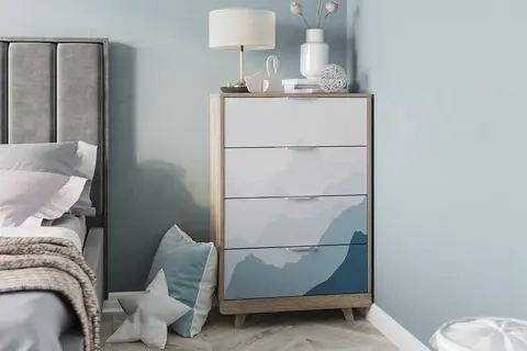 Комод Мегаполис КМ-02 дуб каньон / фотопечать аква