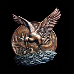 Силиконовый молд Аист (медальон) № 0470