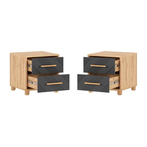 Ирис Тумбы прикроватные (2шт) (Браш Графит, Дуб Крафт)