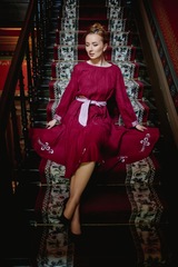 Анна. Платье льняное с вышивкой под пояс PL-422617