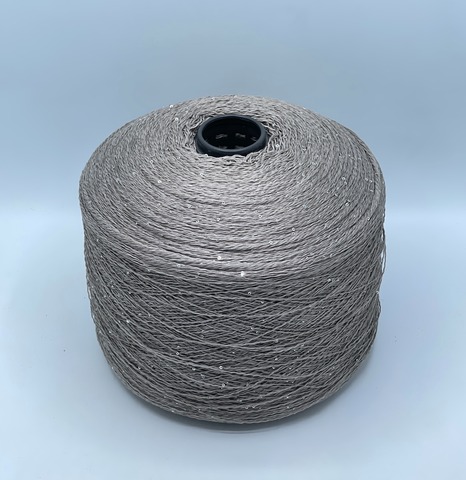 Бобинная пряжа, Linette Pailletes, 450м, 80% Лен, 20% Полиэстер(пайетка), Серый хаки+пайетка. 39392