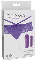 Фиолетовые трусики с вибропулей и пультом Crotchless Panty Thrill-Her - 