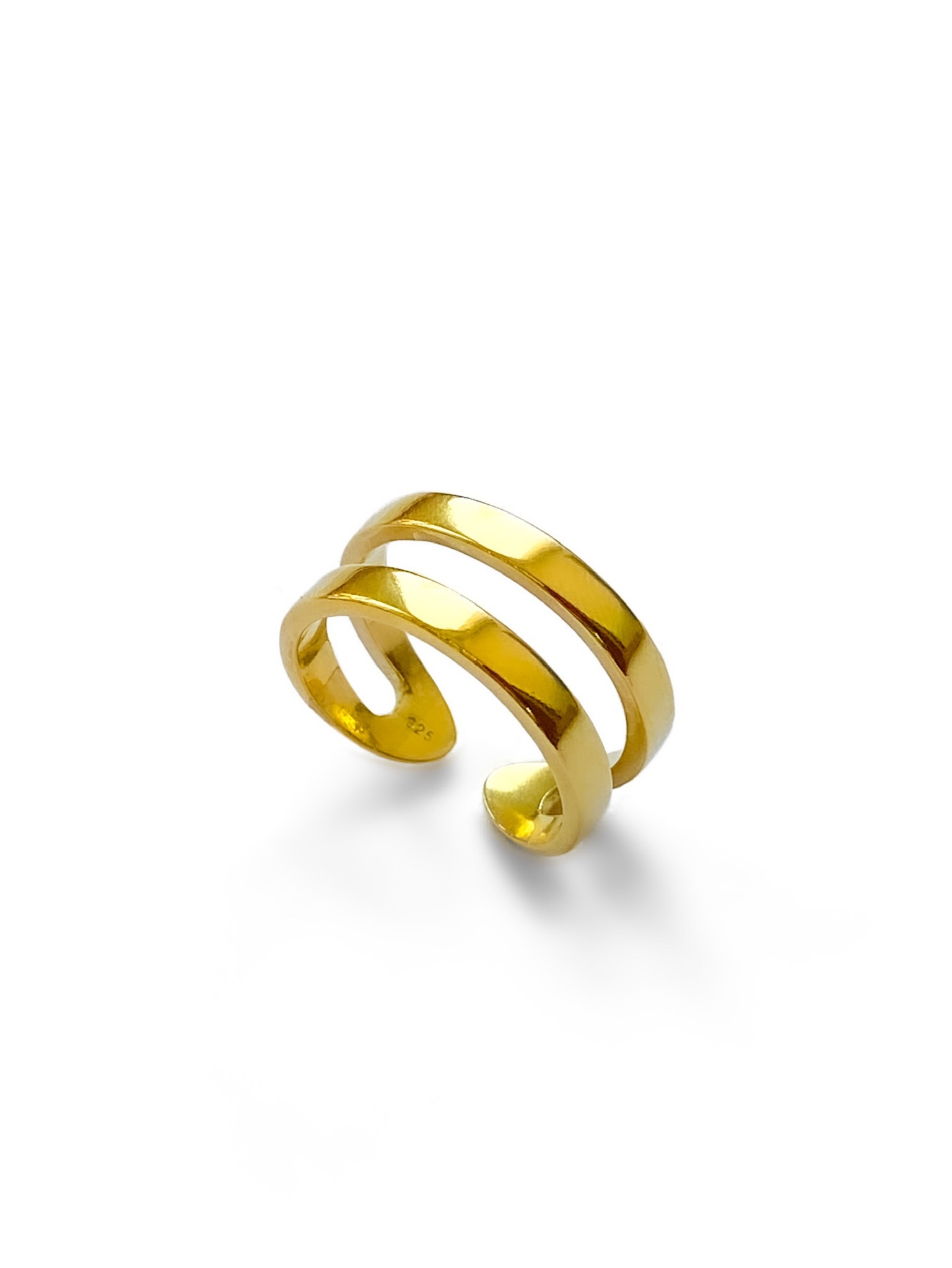 Серебряное двойное кольцо с позолотой