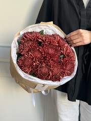 Моно из одноголовой хризантемы бордового оттенка 11 шт