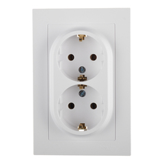 ATLASDESIGN РОЗЕТКА двойная с заземлением, 16А, в сборе, БЕЛЫЙ ATN000124