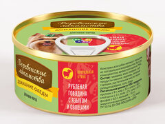 Деревенские лакомства домашние обеды для собак рубленая говядина с языком и овощами 100г