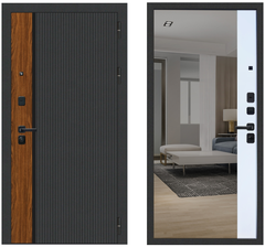 Купить Входная дверь М114 ФЛП-18 шагрень черная вставка орех каньон коньяк ФЛ-30 velluto bianco