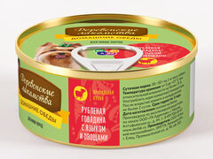 Деревенские лакомства домашние обеды для собак рубленая говядина с языком и овощами 100г