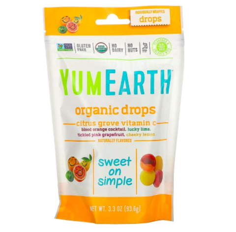 YumEarth, Органические леденцы с витамином С Citrus Grove, 93,5 г