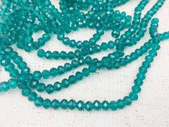 Бусины граненые Рондель, d 8 мм, 1 уп=10 нитей, 1 нить 40 см, морская волна