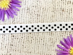 Лента репсовая в горошек, ш. 1 см, белый