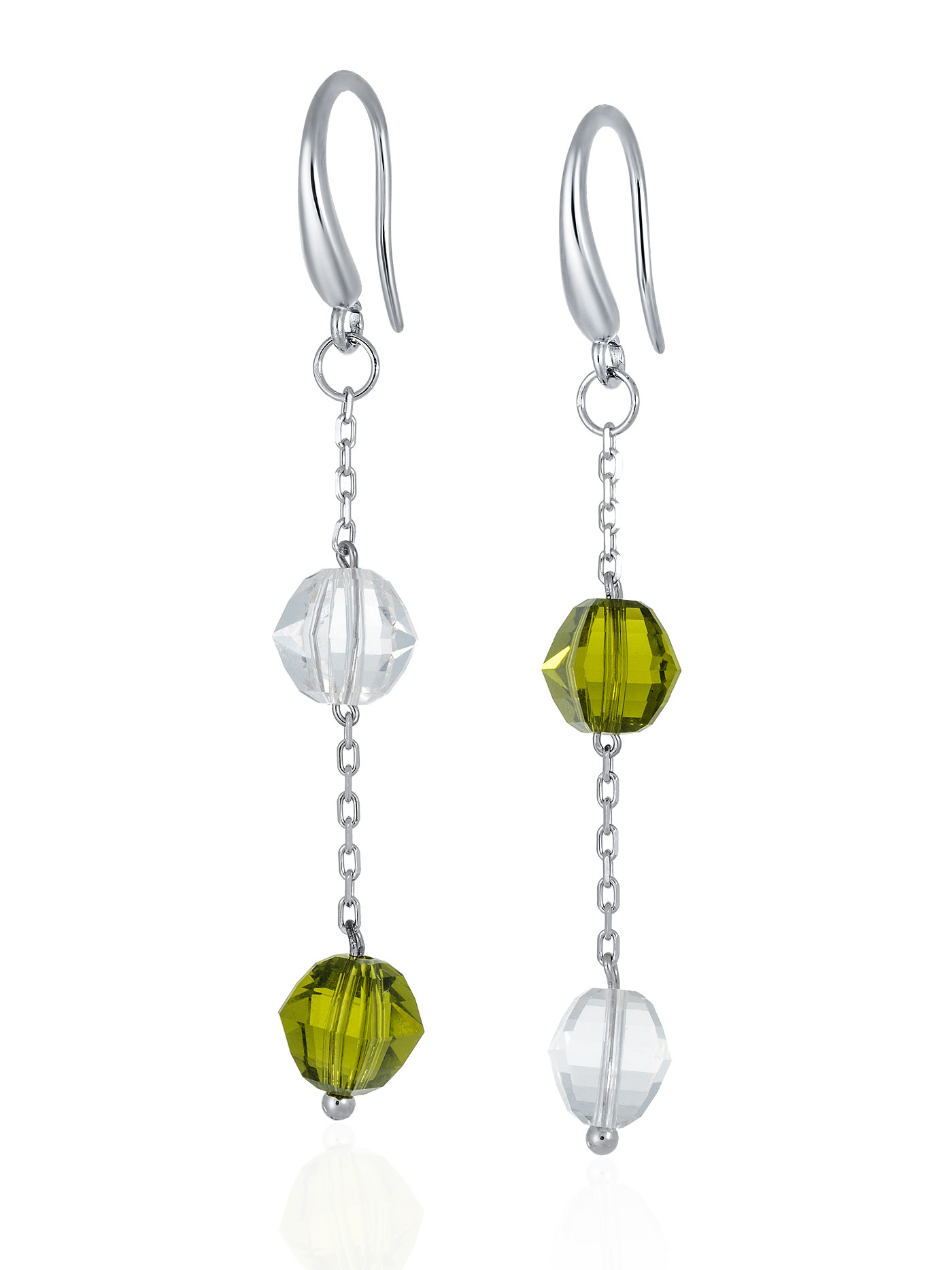 Серебряные серьги с кристаллами Swarovski Crystal, Olivine