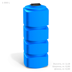 Ёмкость пластиковая пищевая Полимер-Групп F 1000 л. прямоугольные (800x800x2180см;45,5кг;синий) - арт.559044