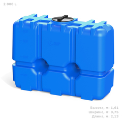 Ёмкость пластиковая пищевая Полимер-Групп R 2000 л. прямоугольные (2130x750x1610см;81,1кг;синий) - арт.559036