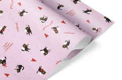 Упаковочная бумага, Амуры Ля-Муры, Котики, Розовый, 0,7*1 м, 5 листов
