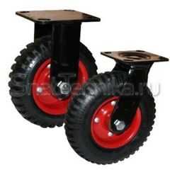 Большегрузная неповоротная колесная опора PRF 250 (250 мм), литая резина с протектором