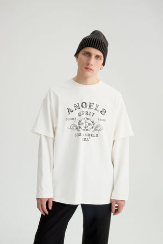 Лонгслив с имитацией футболки 