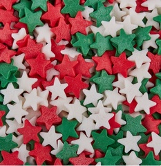 Посыпка звезды красно-зелено-белые 100 гр