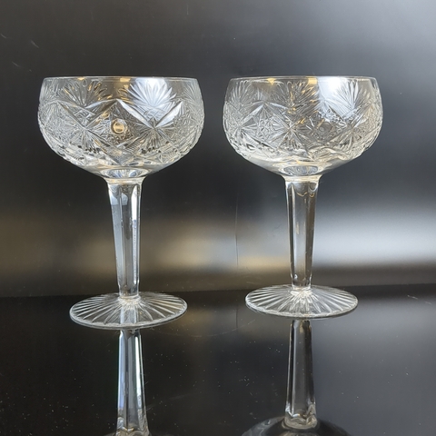 Креманки набор из 2х штук хрустальные алмазная грань, геометрический декор, винтаж СССР 1970-1990 гг