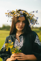 Ванда. Платье льняное миди с вышивкой в этностиле PL-421196