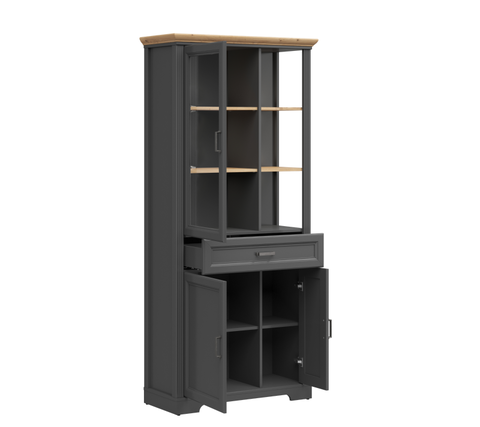 Витрина Jasmin REG1W2D1S Графит, дуб артизан - купить 2