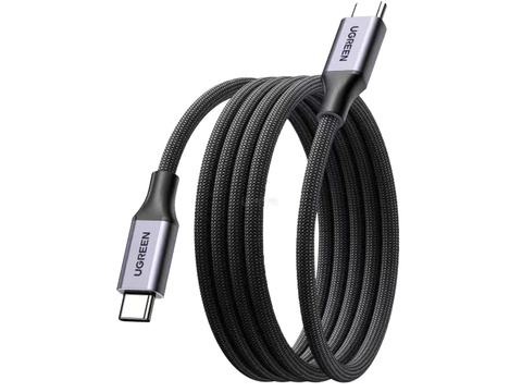 Кабель UGREEN L520 (55517) USB-C to USB-C PD Magnetic Fast Charging Cable 1м, серый космос