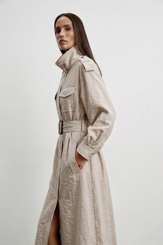 Тренч TEONA длинный, бежевый