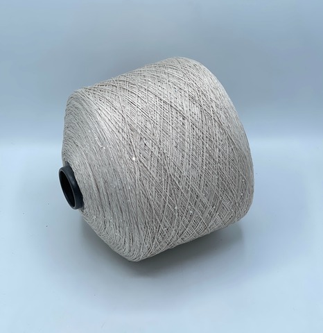 Бобинная пряжа, Linette Pailletes, 450м, 80% Лен, 20% Полиэстер(пайетка), Миндальное молоко+пайетка. 39403