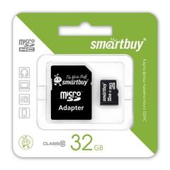 Карта памяти Smartbuy MicroSDHC 32GB Class 10 + адаптер