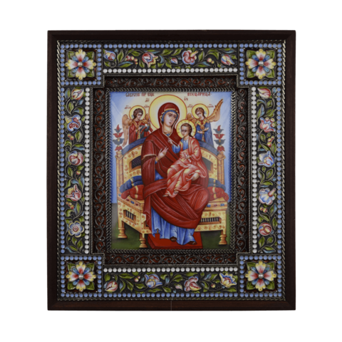 Икона  финифть Пресвятая Богородица Всецарица