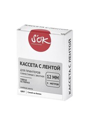 Кассета с лентой S'OK by Sakura Printing TZEFA3 для Brother,  голубой на белом, 12мм, 8м , наклейка