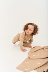 Плед вязаный Simple "Птички" (экрю+бронза)