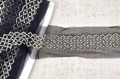 Тесьма бисер стеклярус, ш. 3 см, чёрный с серебром