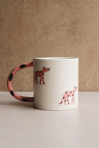 Кружка розовая, леопард