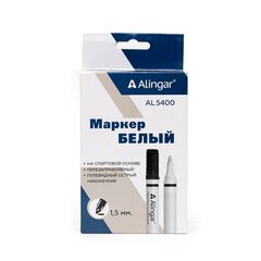 
          Маркер перманентный, Alingar, белый, перезаправляемый, пулевидный, 1,5 мм, 12шт/уп, европодвес